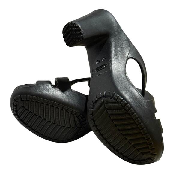 Crocs Patricia Wedge Sandals Black Women's Size 10 Comfort Slip On Shoes - Picture 9 of 9